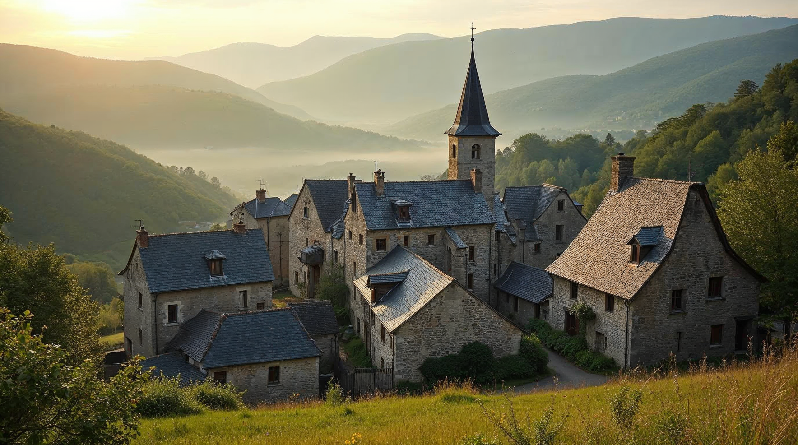 Französisches Bergdorf Saint-Nectaire-le-Haut in der Auvergne